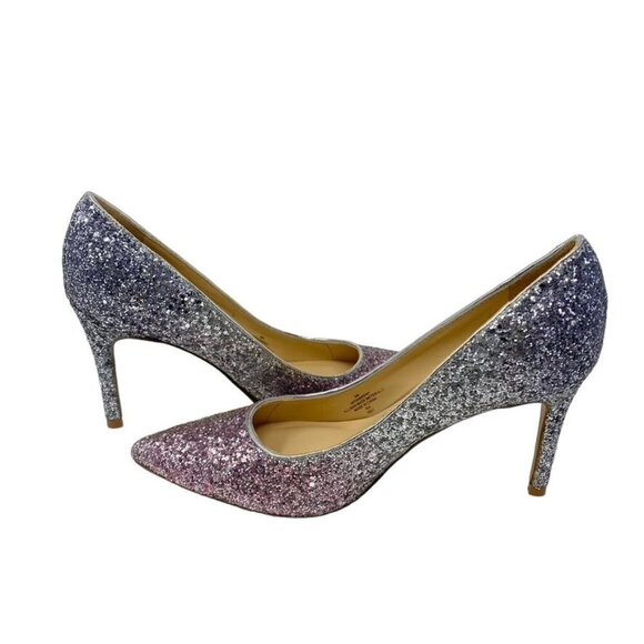 Marc Fisher Sz 8 MFDARRENY Pointed-Toe Glitter Pump Heels Ombre Silver Pink NWOB - Picture 9 of 13
